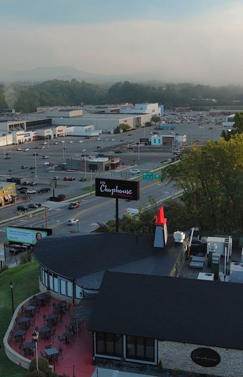 Aerial shot of businesses in Roanoke County along 419